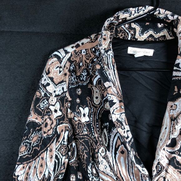 Coldwater Creek Womens Jacket Black Brown Paisley Button Collared Petite 6P - Picture 4 of 12